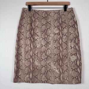 Vintage David Benjamin Snakeskin Python Print Leather Skirt Size 14 Festival